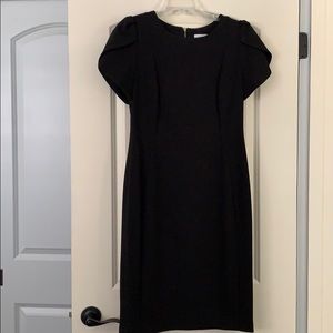 Black puff shoulder Calvin Klein dress